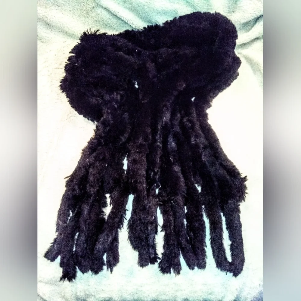 56" Soft Rabbit Fur Fringe Scarf - Picture 2 of 2